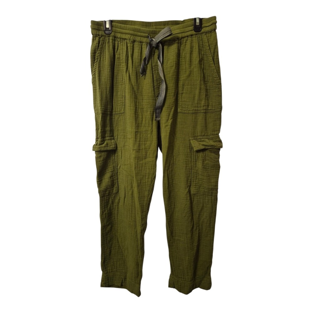 Sundance Olive Green Gauze Cargo Pants Womens M Boho Cotton Pull On Lounge